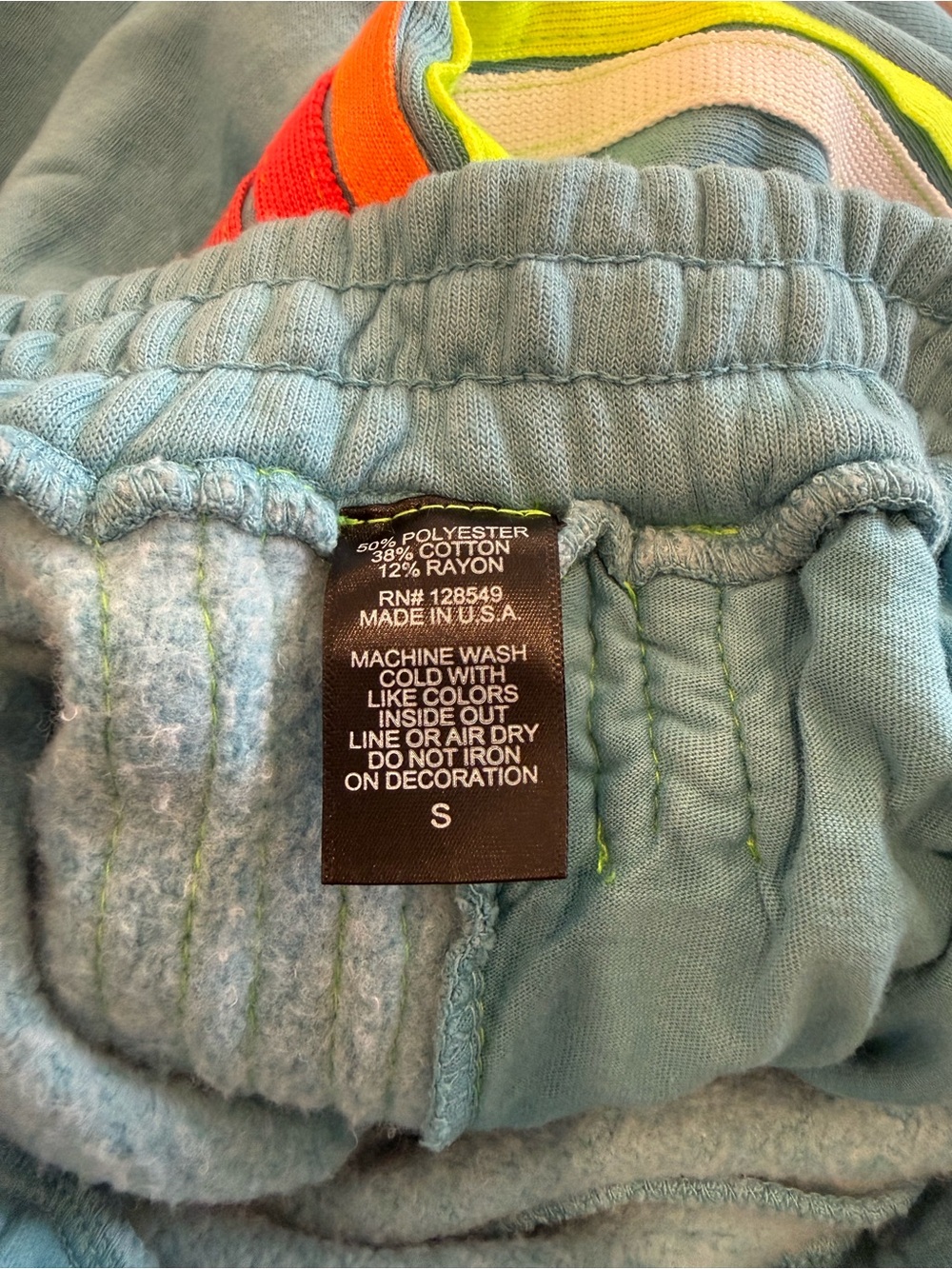 Aviator Nation 5 Stripe Wide Leg Pocket Sweatpants - Aqua / White Neon - Picture 14 of 15